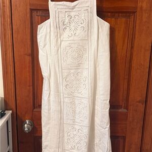 Zara White Embroidered Maxi Dress